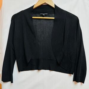 Eileen Fisher Little Black Rayon Nylon Crinkle Cardigan size Small Cartigan